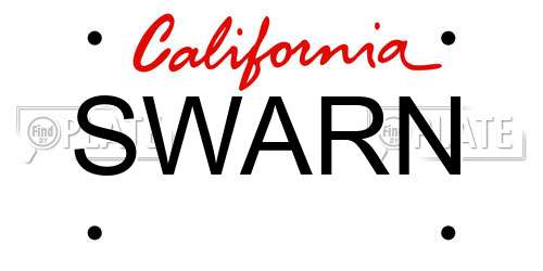 SWARN California License Plate