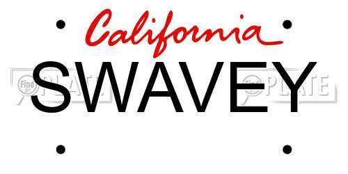 SWAVEY California License Plate