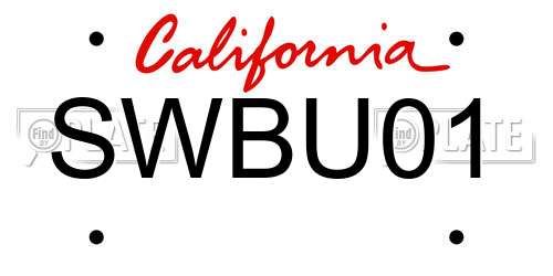 SWBU01 California License Plate