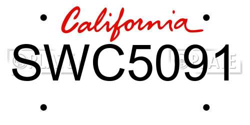 SWC5091 California License Plate