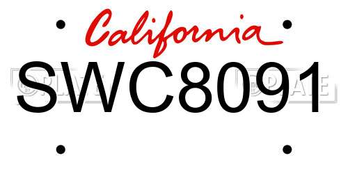 SWC8091 California License Plate