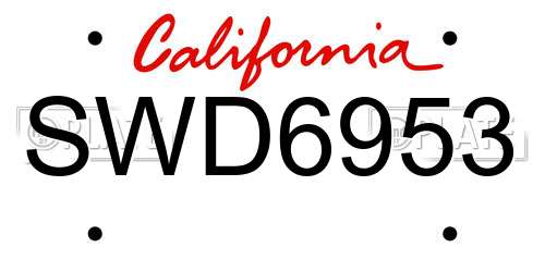 SWD6953 California License Plate