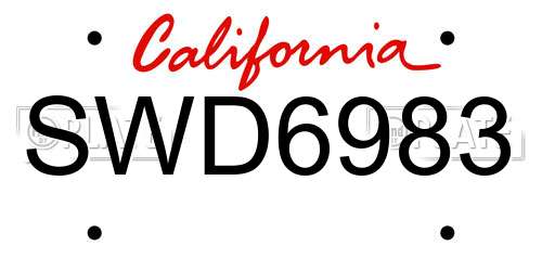 SWD6983 California License Plate