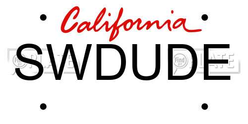 SWDUDE California License Plate