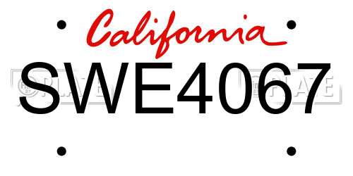 SWE4067 California License Plate