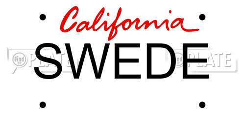 SWEDE California License Plate