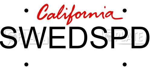 SWEDSPD California License Plate