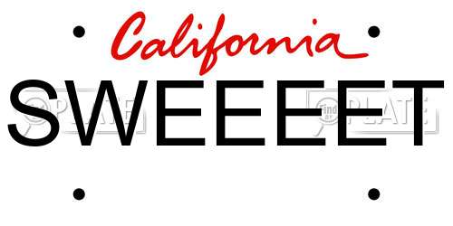 SWEEEET California License Plate