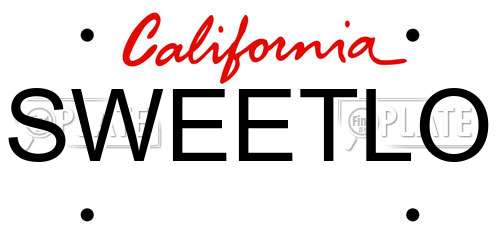 SWEETLO California License Plate