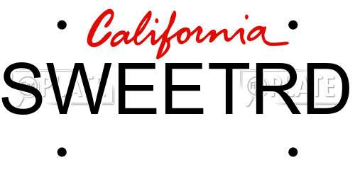SWEETRD California License Plate