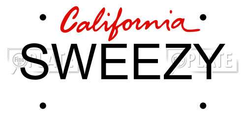 SWEEZY California License Plate