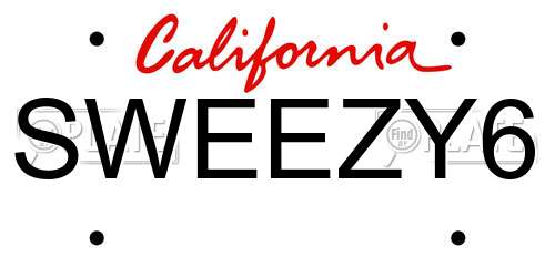 SWEEZY6 California License Plate