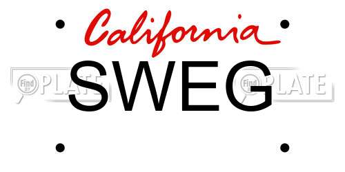 SWEG California License Plate