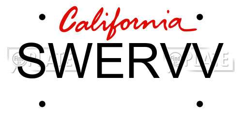 SWERVV California License Plate