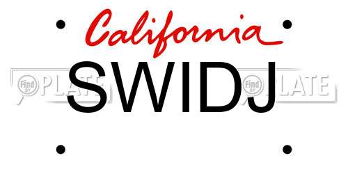 SWIDJ California License Plate
