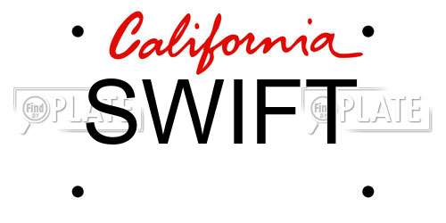 SWIFT California License Plate