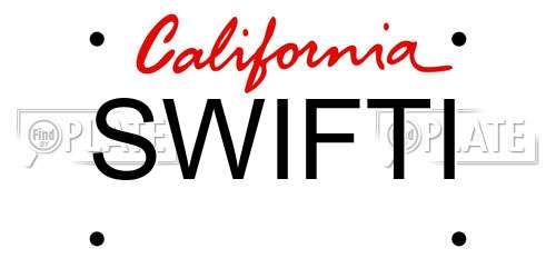 SWIFTI California License Plate