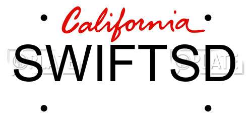 SWIFTSD California License Plate