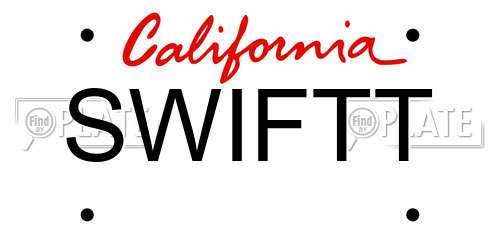 SWIFTT California License Plate