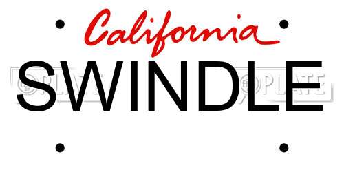 SWINDLE California License Plate