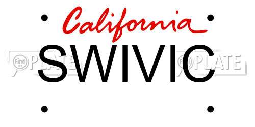 SWIVIC California License Plate