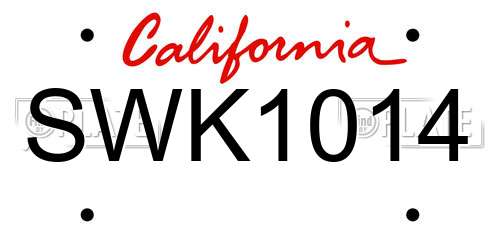 SWK1014 California License Plate