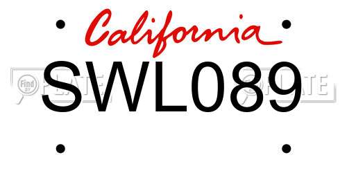 SWL089 California License Plate