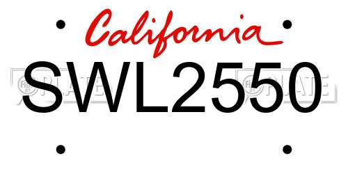 SWL2550 California License Plate