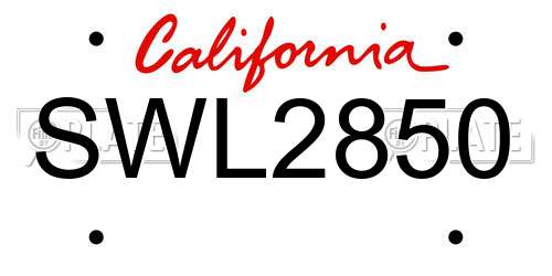 SWL2850 California License Plate
