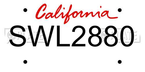 SWL2880 California License Plate
