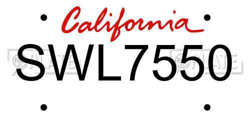SWL7550 California License Plate