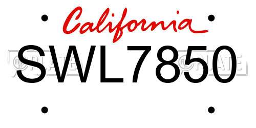 SWL7850 California License Plate