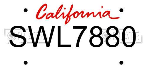 SWL7880 California License Plate
