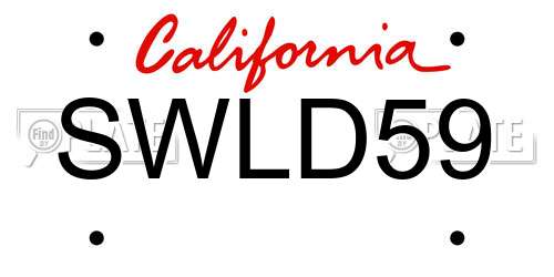 SWLD59 California License Plate