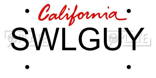 SWLGUY California License Plate