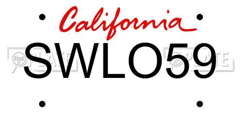 SWLO59 California License Plate