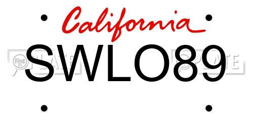 SWLO89 California License Plate