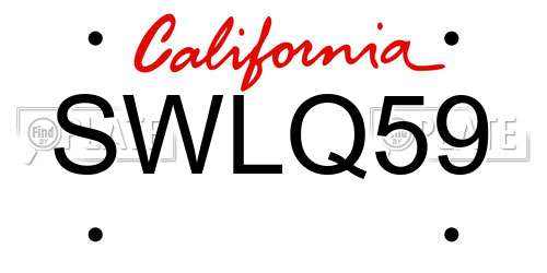 SWLQ59 California License Plate