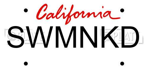 SWMNKD California License Plate