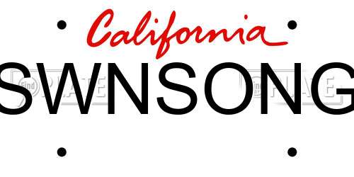 SWNSONG California License Plate