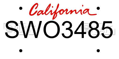 SWO3485 California License Plate