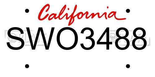 SWO3488 California License Plate