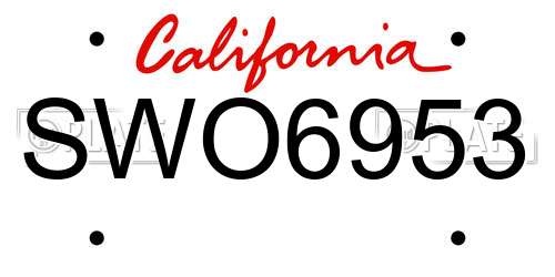 SWO6953 California License Plate