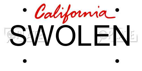 SWOLEN California License Plate