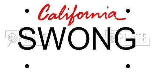SWONG California License Plate