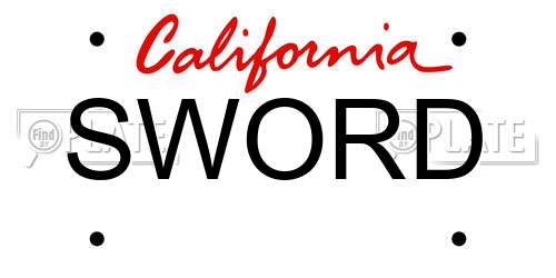 SWORD California License Plate