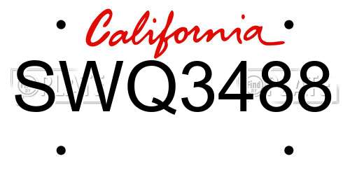 SWQ3488 California License Plate