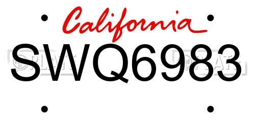 SWQ6983 California License Plate