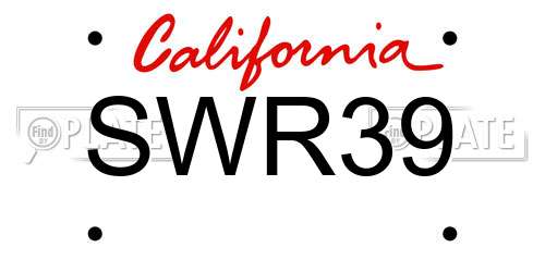 SWR39 California License Plate