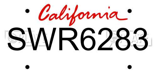 SWR6283 California License Plate